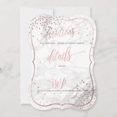 PixDezines Marble+Faux Roos Gold Confetti Wedding Kaart (Achterkant)