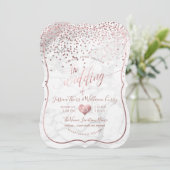 PixDezines Marble+Faux Roos Gold Confetti Wedding Kaart (Staand voorkant)