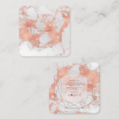 PixDezines Marble+Faux Roos Gold Emerald Cut Vierkante Visitekaartje (Voorkant / Achterkant)