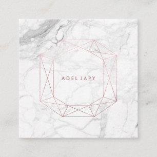 PixDezines Marble+Faux Roos Gold Emerald Cut Vierkante Visitekaartje