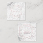 PixDezines Marble+Faux Roos Gold Emerald Cut Vierkante Visitekaartje (Voorkant / Achterkant)