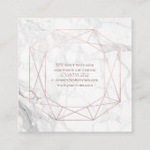 PixDezines Marble+Faux Roos Gold Emerald Cut Vierkante Visitekaartje (Achterkant)