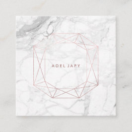 PixDezines Marble+Faux Roos Gold Emerald Cut Vierkante Visitekaartje