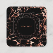 PixDezines Marble+Faux Roos Gold Emerald Cut Vierkante Visitekaartje (Voorkant)