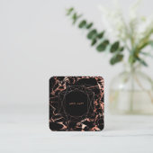 PixDezines Marble+Faux Roos Gold Emerald Cut Vierkante Visitekaartje (Staand voorkant)