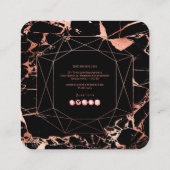 PixDezines Marble+Faux Roos Gold Emerald Cut Vierkante Visitekaartje (Achterkant)