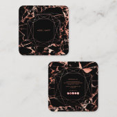 PixDezines Marble+Faux Roos Gold Emerald Cut Vierkante Visitekaartje (Voorkant / Achterkant)