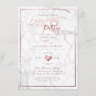 PixDezines Marble/Faux Roos Gold/Engagement Party Kaart