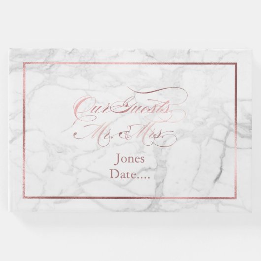 PixDezines Marble+Faux Roos Gold Gastenboek (Voorkant)