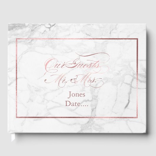 PixDezines Marble+Faux Roos Gold Gastenboek (Voorkant)