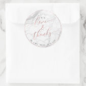 PixDezines MARBLE+FAUX ROOS GOLD, LOVE+BEDANKT Ronde Sticker (Tas)