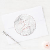 PixDezines MARBLE+FAUX ROOS GOLD, LOVE+BEDANKT Ronde Sticker (Envelop)