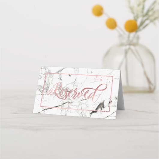 PixDezines Marble+Faux Roos Gold Reserved Sign Plaatskaartje (Achterkant)
