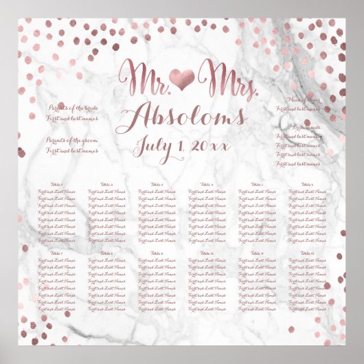 PixDezines Marble/Faux Roos Gold Species/Seating Poster (Voorkant)