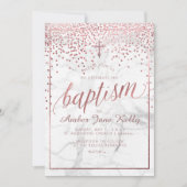 PixDezines Marble+Faux Roos Gold Stippen/Baptisme Kaart (Voorkant)