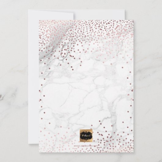 PixDezines Marble+Faux Roos Gold Stippen/Baptisme Kaart (Achterkant)