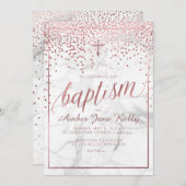 PixDezines Marble+Faux Roos Gold Stippen/Baptisme Kaart (Voorkant / Achterkant)