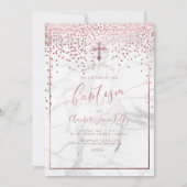 PixDezines Marble+Faux Roos Gold Stippen/Baptisme Kaart (Voorkant)