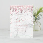 PixDezines Marble+Faux Roos Gold Stippen/Baptisme Kaart (Staand voorkant)