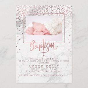 PixDezines Marble+Faux Roos Gold Stippen/Baptisme Kaart