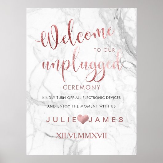 PixDezines Marble/Faux Roos Gold/#UNPLUGGED Poster (Voorkant)