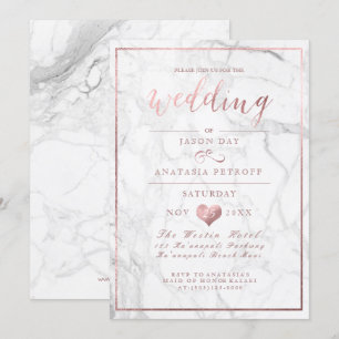 PixDezines Marble/Faux Roos Gold/Wedding Kaart