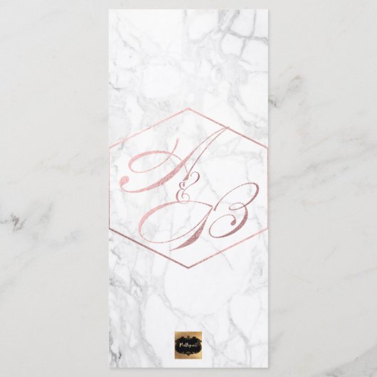 PixDezines Marble+Faux Roos Gold Wedding Program Programmakaart (Achterkant)