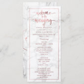 PixDezines Marble+Faux Roos Gold Wedding Program Programmakaart (Voorkant / Achterkant)