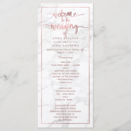 PixDezines Marble+Faux Roos Gold Wedding Program Programmakaart