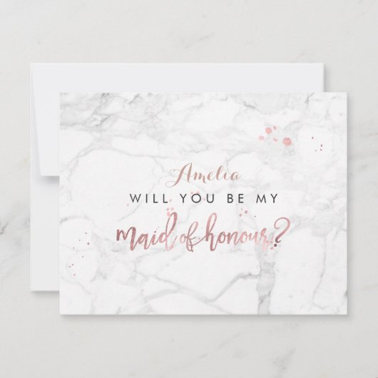 PixDezines Marble/Faux Roos Gold Will je... Kaart (Voorkant)