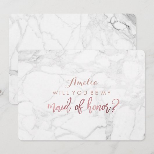 PixDezines Marble/Faux Roos Gold will you be.Maid Kaart (Voorkant / Achterkant)