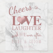 PixDezines Marble+Faux Roos Gouden Hart Wijn Etiket (Enkel label)