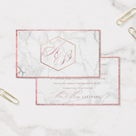 PixDezines Marble+Faux Roos Gouden Script /Gift Visitekaartje