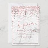 PixDezines Marble+Faux Roos Gouden Stippen/Doop Kaart (Voorkant)