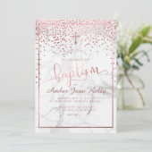 PixDezines Marble+Faux Roos Gouden Stippen/Doop Kaart (Staand voorkant)