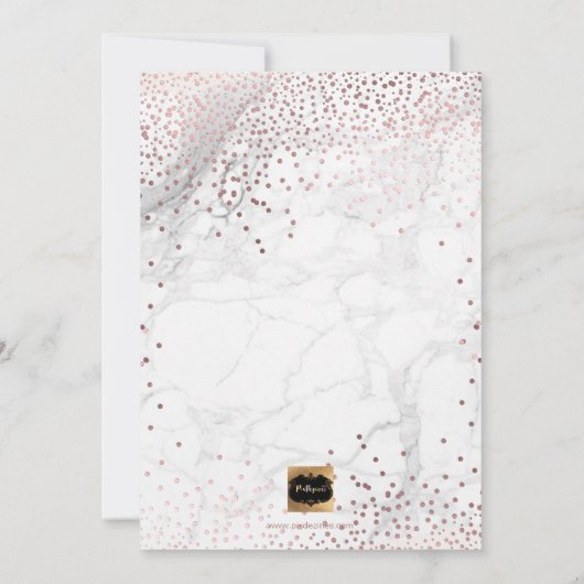 PixDezines Marble+Faux Roos Gouden Stippen/Doop Kaart (Achterkant)