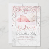 PixDezines Marble+Faux Roos Gouden Stippen Doop Kaart (Voorkant)