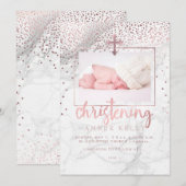 PixDezines Marble+Faux Roos Gouden Stippen/Doop Kaart (Voorkant / Achterkant)