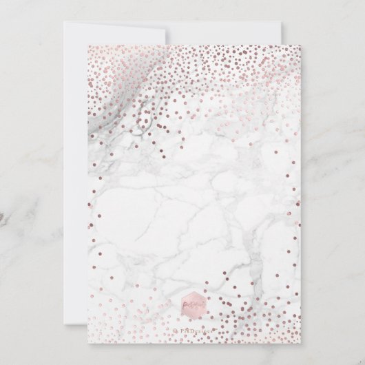PixDezines Marble+Faux Roos Gouden Stippen/Doop Kaart (Achterkant)