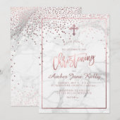 PixDezines Marble+Faux Roos Gouden Stippen/Doop Kaart (Voorkant / Achterkant)