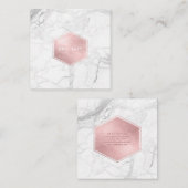 PixDezines Marble+Faux Roos Goudfolie Vierkante Visitekaartje (Voorkant / Achterkant)