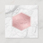 PixDezines Marble+Faux Roos Goudfolie Vierkante Visitekaartje (Achterkant)