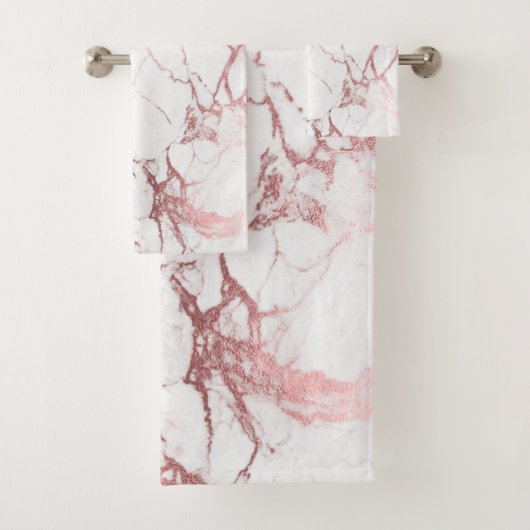 PixDezines Marble + Faux Rose Gold Veins Bad Handdoek (Insitu)