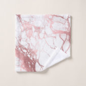 PixDezines Marble + Faux Rose Gold Veins Bad Handdoek (Wasdoekje)