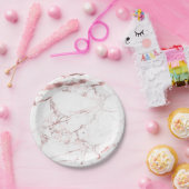 PixDezines Marble/Faux Rose Gold Veins Papieren Bordje (Feest)