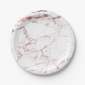 PixDezines Marble/Faux Rose Gold Veins Papieren Bordje