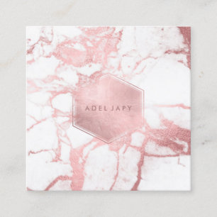 PixDezines Marble+Faux Rose Gold Veins Vierkante Visitekaartje
