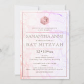 PixDezines Marble Faux RoseGold Honeycomb Mitzvah✡ Kaart (Achterkant)