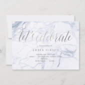 PixDezines Marble Faux Silver Afstuderen Kaart (Achterkant)