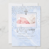 PixDezines Marble+Faux Silver Stippen/doopsel Kaart (Voorkant)